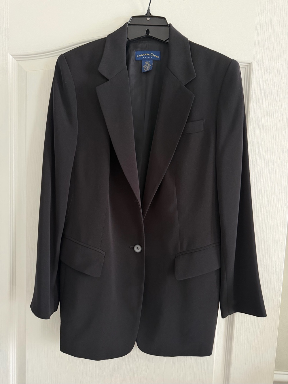 Charter Club Women's Black Single-Button Notch Lapel Blazer